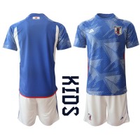 Billiga Japan Barnkläder Hemma fotbollskläder till baby VM 2022 Kortärmad (+ Korta byxor)